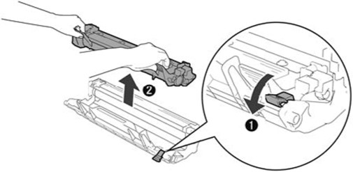 Brother retire o cartucho de toner da unidade do tambor