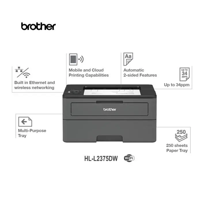 Impressora Brother HL-L2375DW Monocromática com Wi-Fi
