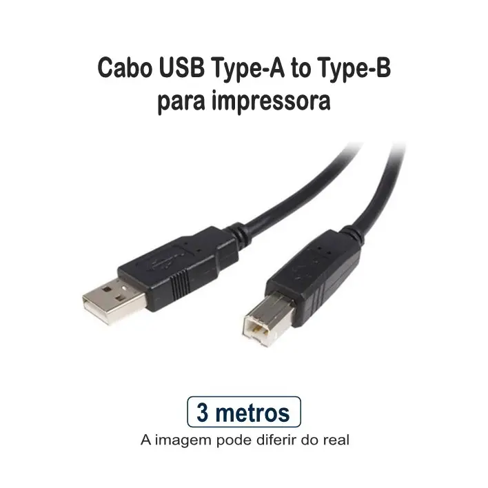 Cabo USB 2.0 Type A-B M/M 3m Preto