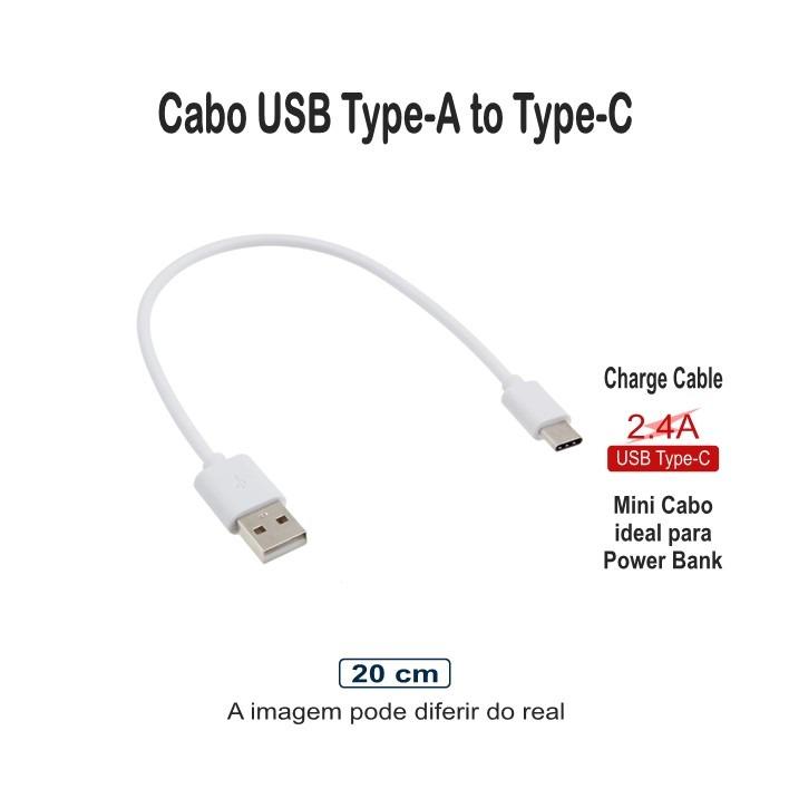 Cabo USB Type-C 2.4A 20cm branco