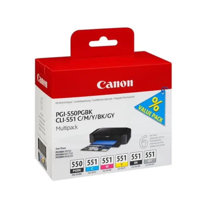 Pack Tinteiros Canon PGI550 CLI551 6 Colors