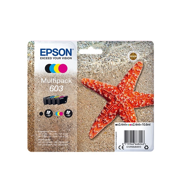 Pack 4 Cores Epson 603 BKCMY T03U6