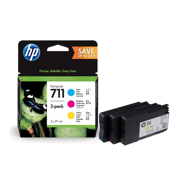 Pack 3 Cores HP711 P2V32A CMY