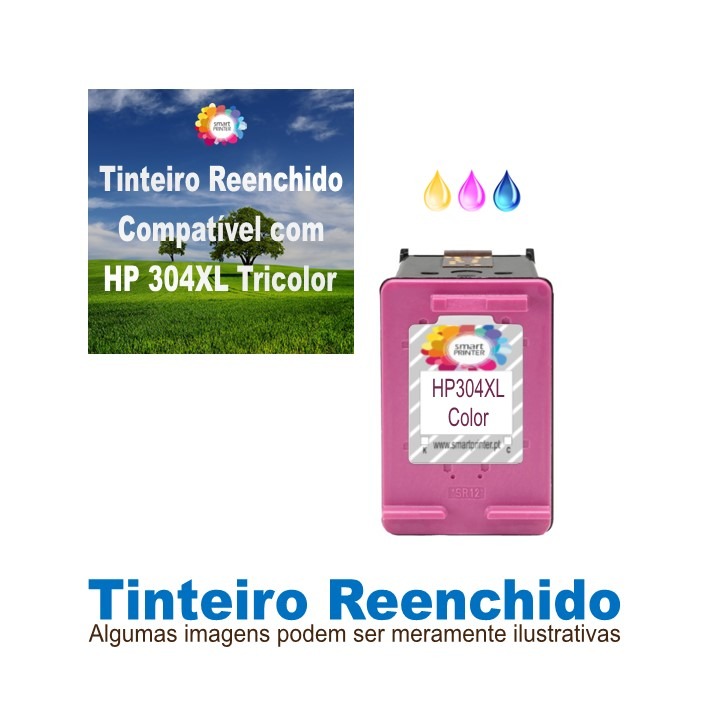 Tinteiro HP304XL Tricolor Reenchido