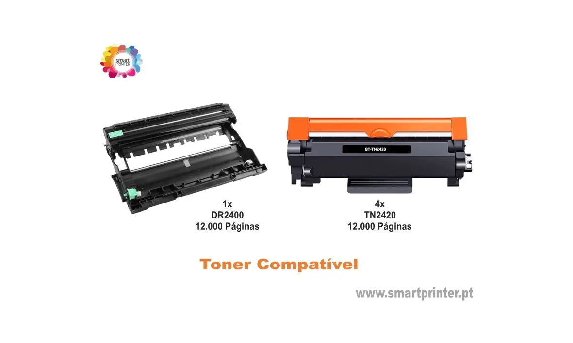 Pack +Eco. Brother DR-2400 + 4x TN-2420 Compatível • Smart Printer