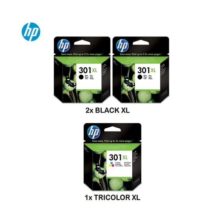 Pack HP 301XL 2x Black + 1x Tricolor Original