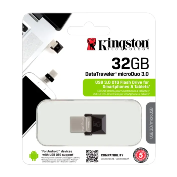 Pen USB KINGSTON microDuo - 32GB Data Traveler - USB 3.0 OTG Flash Drive for Smarthpones e Tablets MicroUSB