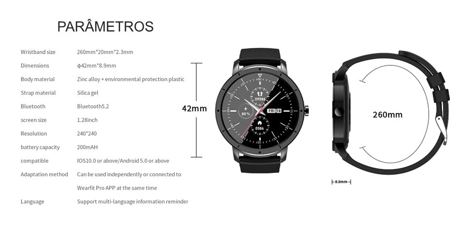 Smart Watch HW21 Parâmetros